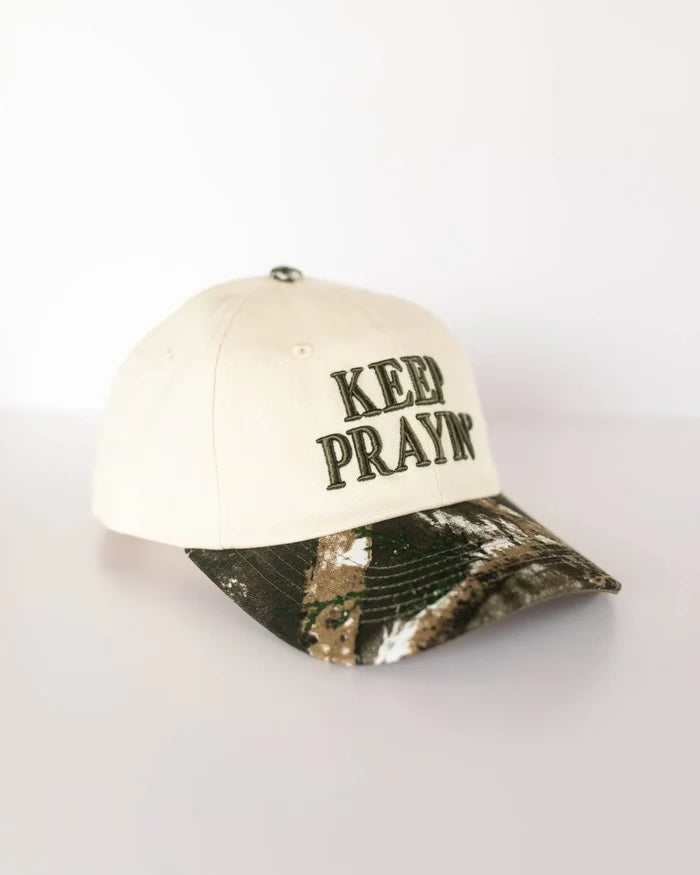 Keep Prayin' Baseball Hat - Camo & Army Green