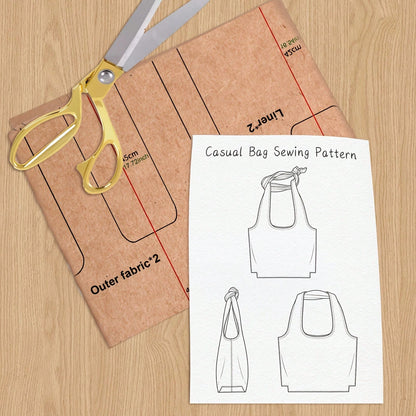 Knotted Casual Bag Sewing Pattern, Thick And Durable Kraft Paper Cutting Template, Suitable For Sewing Beginners, Comes With Step-By-Step Visual Sewing Instructions, DIY Handmade Fabric Template, Perf