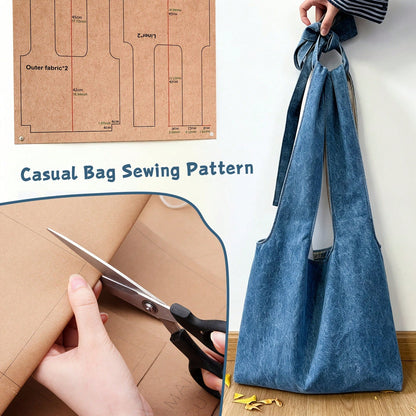 Knotted Casual Bag Sewing Pattern, Thick And Durable Kraft Paper Cutting Template, Suitable For Sewing Beginners, Comes With Step-By-Step Visual Sewing Instructions, DIY Handmade Fabric Template, Perf