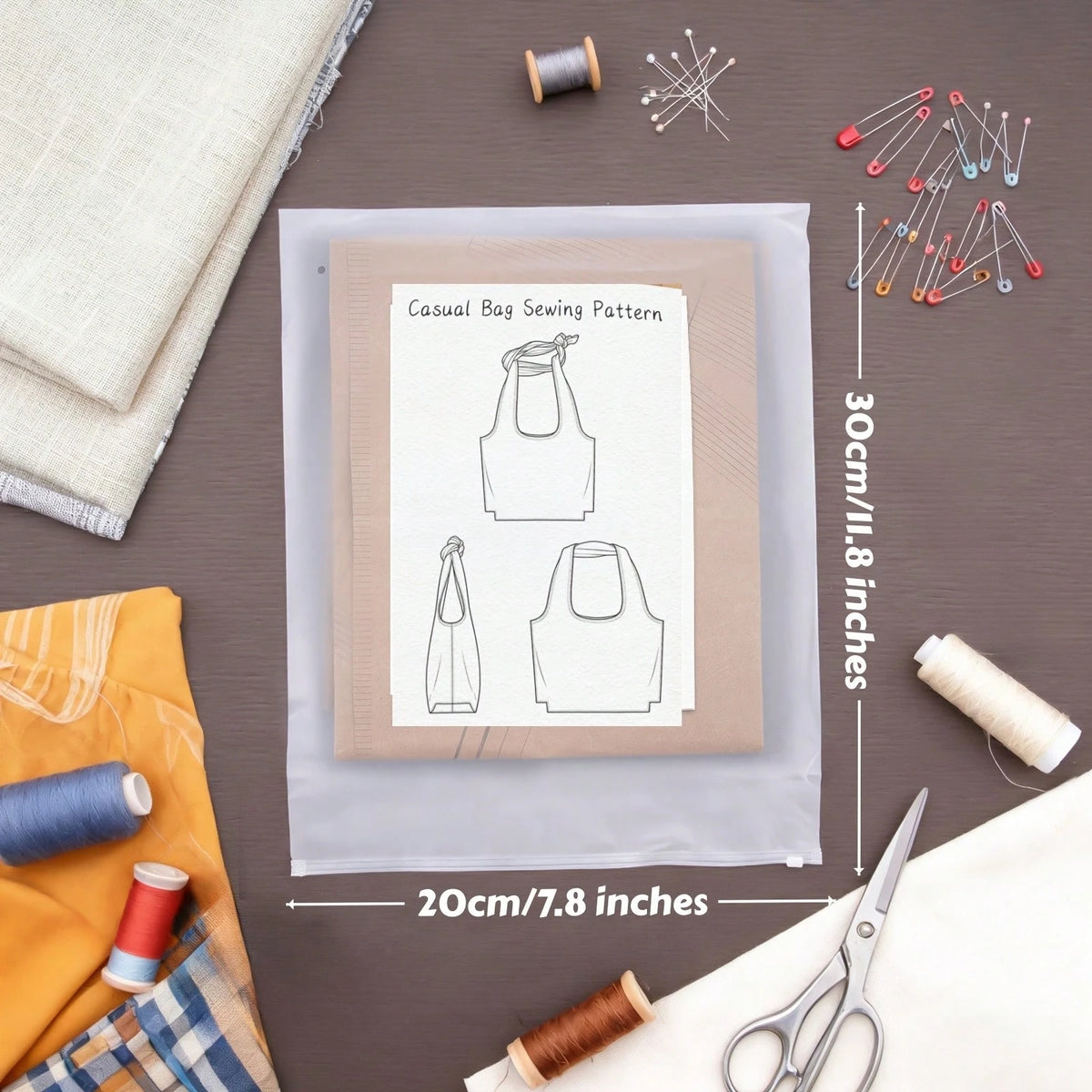 Knotted Casual Bag Sewing Pattern, Thick And Durable Kraft Paper Cutting Template, Suitable For Sewing Beginners, Comes With Step-By-Step Visual Sewing Instructions, DIY Handmade Fabric Template, Perf