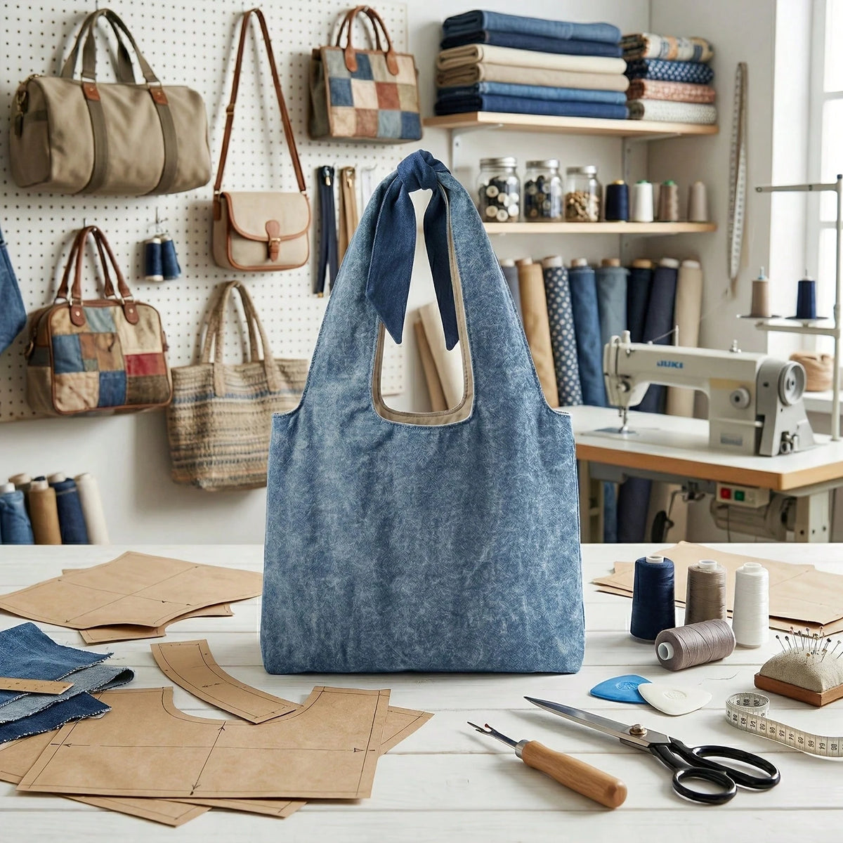 Knotted Casual Bag Sewing Pattern, Thick And Durable Kraft Paper Cutting Template, Suitable For Sewing Beginners, Comes With Step-By-Step Visual Sewing Instructions, DIY Handmade Fabric Template, Perf