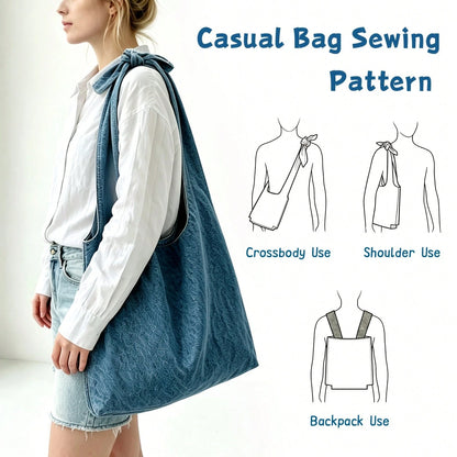 Knotted Casual Bag Sewing Pattern, Thick And Durable Kraft Paper Cutting Template, Suitable For Sewing Beginners, Comes With Step-By-Step Visual Sewing Instructions, DIY Handmade Fabric Template, Perf