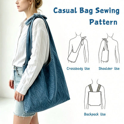 Knotted Casual Bag Sewing Pattern, Thick And Durable Kraft Paper Cutting Template, Suitable For Sewing Beginners, Comes With Step-By-Step Visual Sewing Instructions, DIY Handmade Fabric Template, Perf