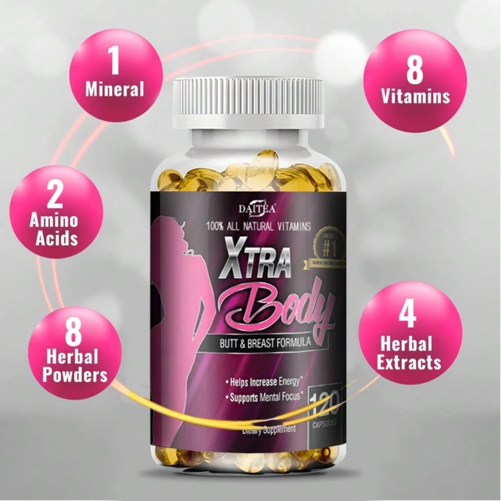 Ladies' Hip And Chest Formula- Creatine Monohydrate, Pueraria Powder- Supports Concentration And Energy-120 Soft Capsules