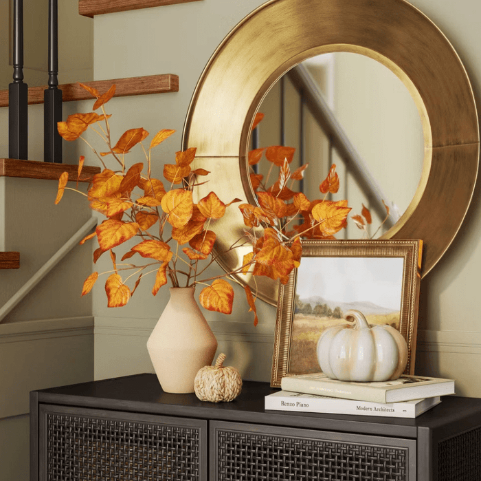 Large Orange Fall Leaf Artificial Plants Arrangement - Wichita Home Outlet
