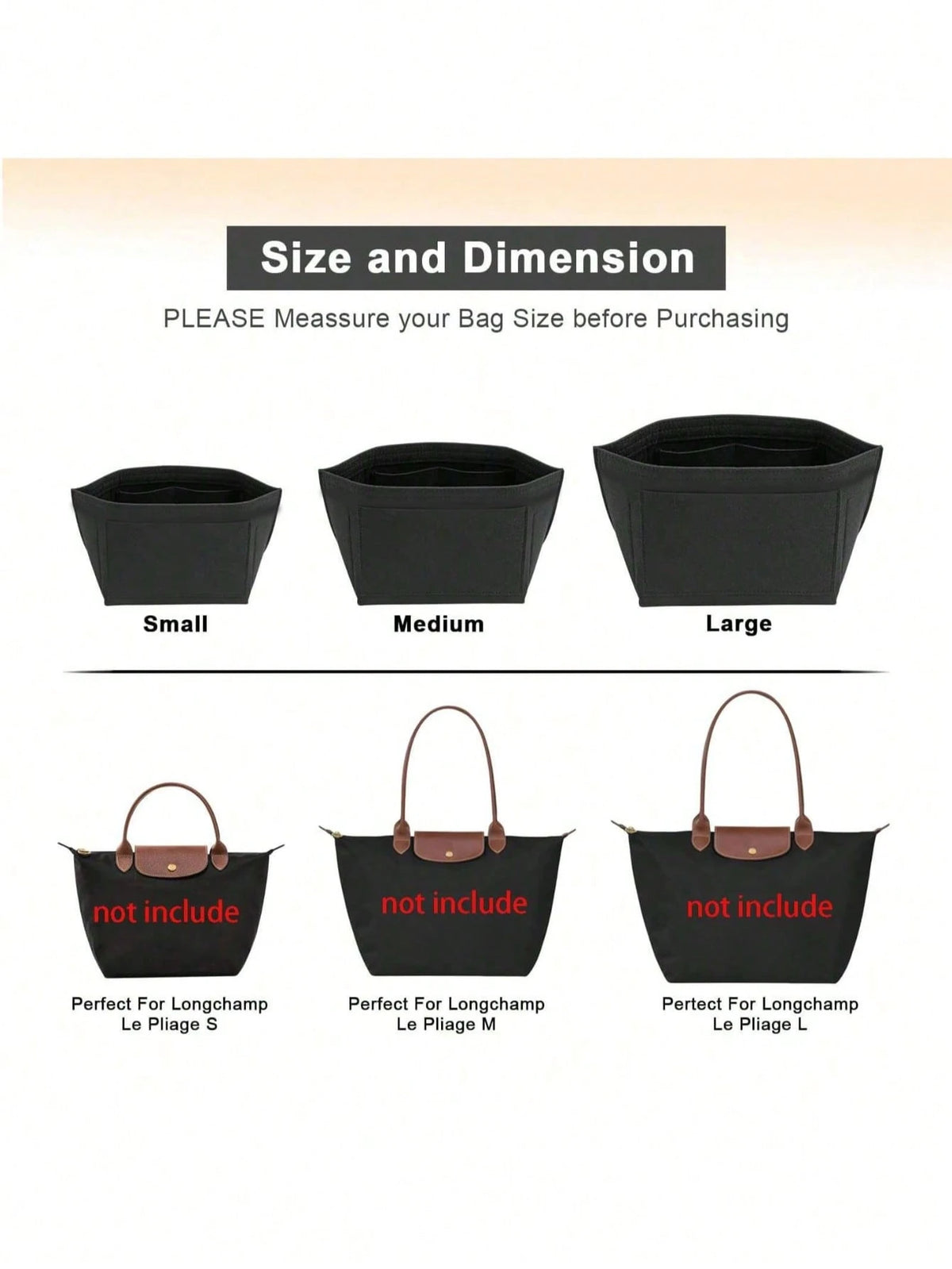 Le Pliage Tote Bag Organizer Insert, Multi-Pocket Felt Handbag Organizer Bag With Zipper, Cup Holder, Back To School Supplies