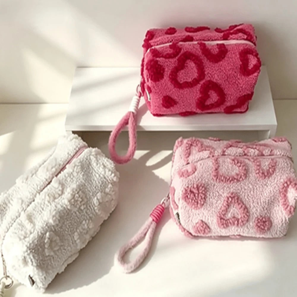 Leopard Print Cosmetic Bag With Wrist Strap, Zippered Travel Makeup Pouch For Women