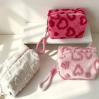 Leopard Print Cosmetic Bag With Wrist Strap, Zippered Travel Makeup Pouch For Women