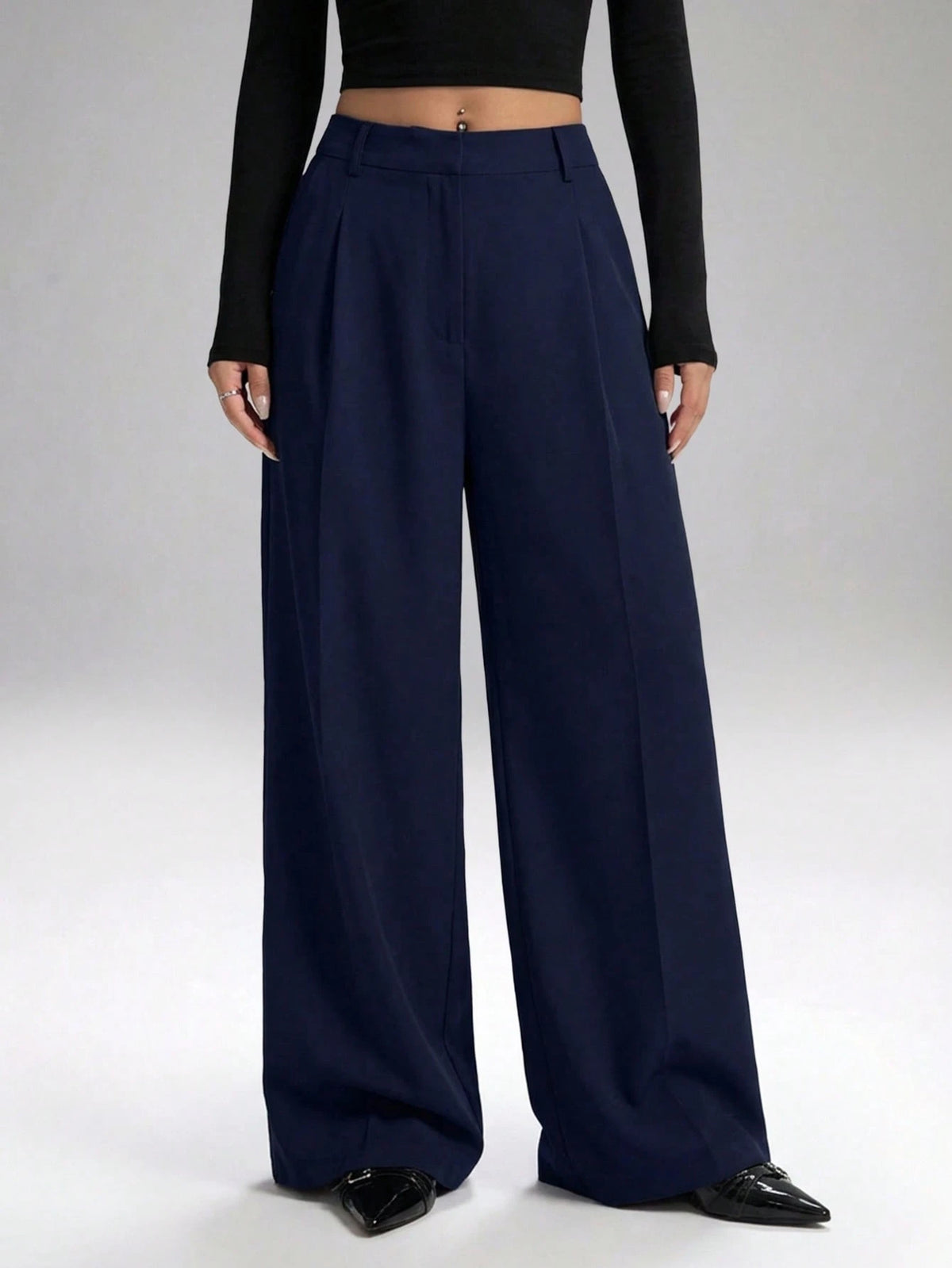 LYSMO Solid Color High Waisted Pants