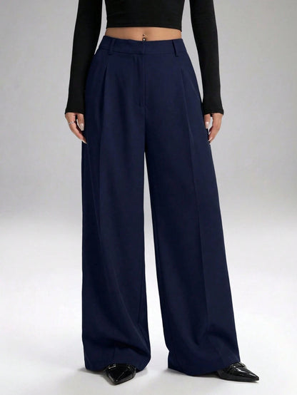 LYSMO Solid Color High Waisted Pants