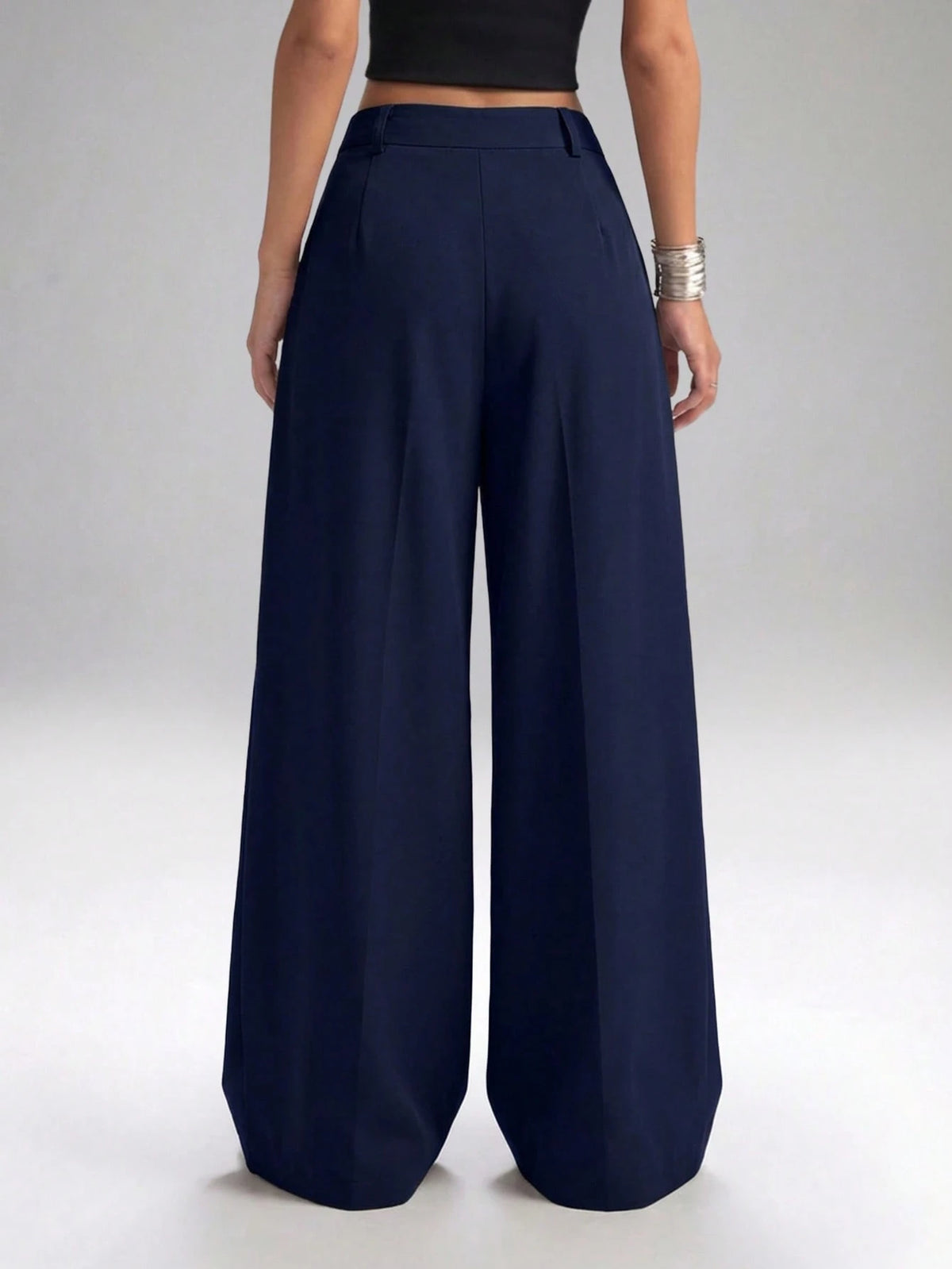 LYSMO Solid Color High Waisted Pants