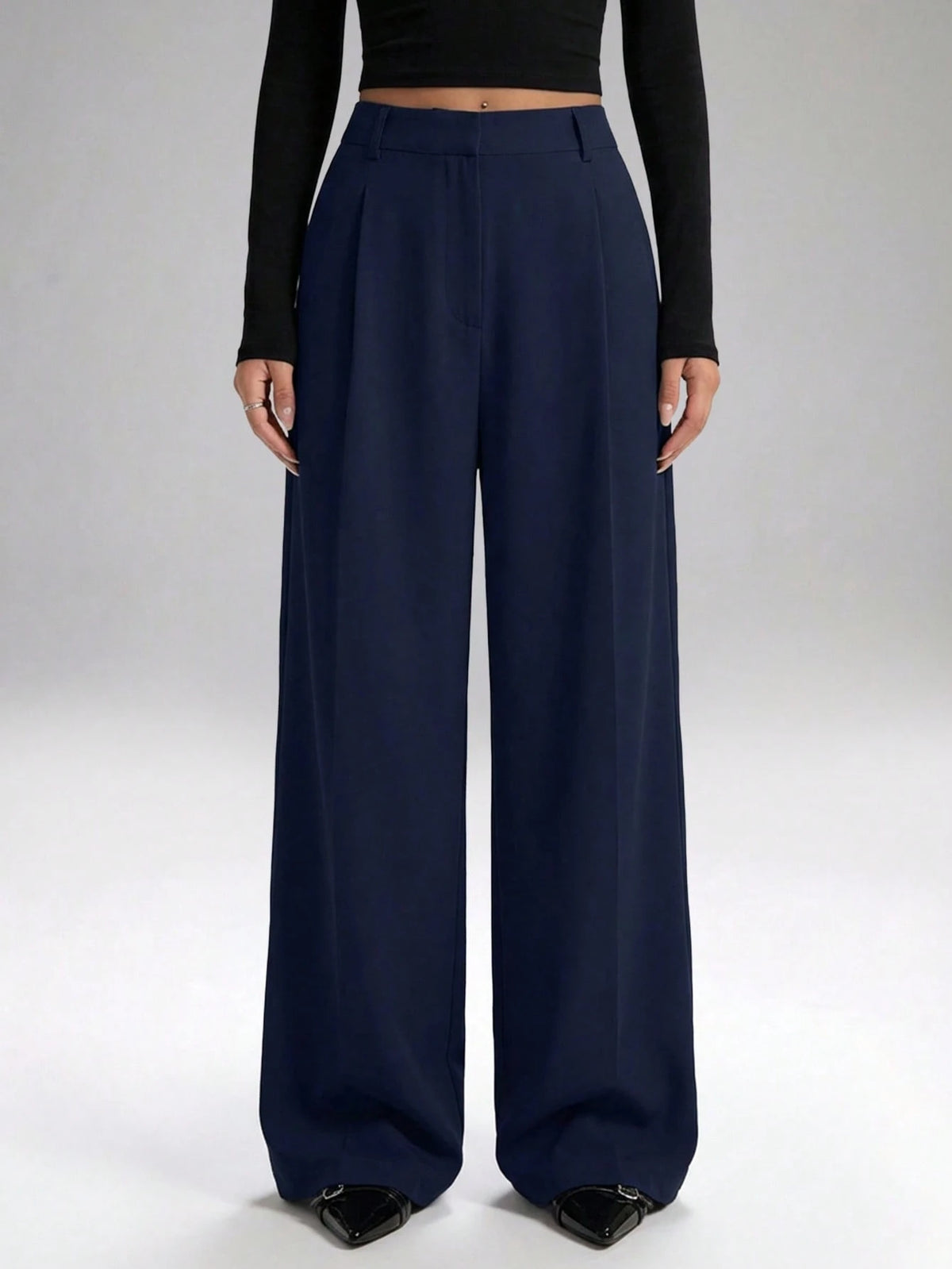 LYSMO Solid Color High Waisted Pants