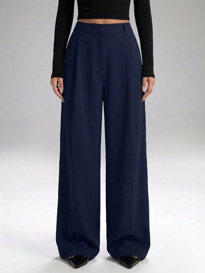 LYSMO Solid Color High Waisted Pants