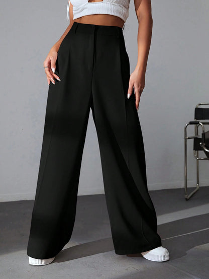 LYSMO Solid Color High Waisted Pants