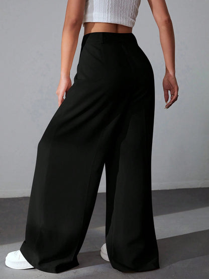 LYSMO Solid Color High Waisted Pants