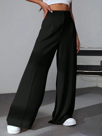 LYSMO Solid Color High Waisted Pants