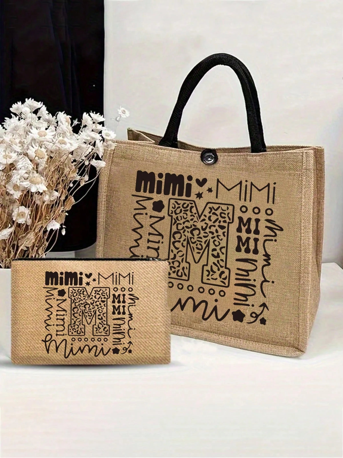 Mimi Pattern Handbag And Snap Pouch: Large Capacity Beach Bag, Suitable For Daily Commute, Travel And Shopping, Also Suitable For Outdoor Picnics, Gatherings, Travel And Shopping. Holiday-Style Design
