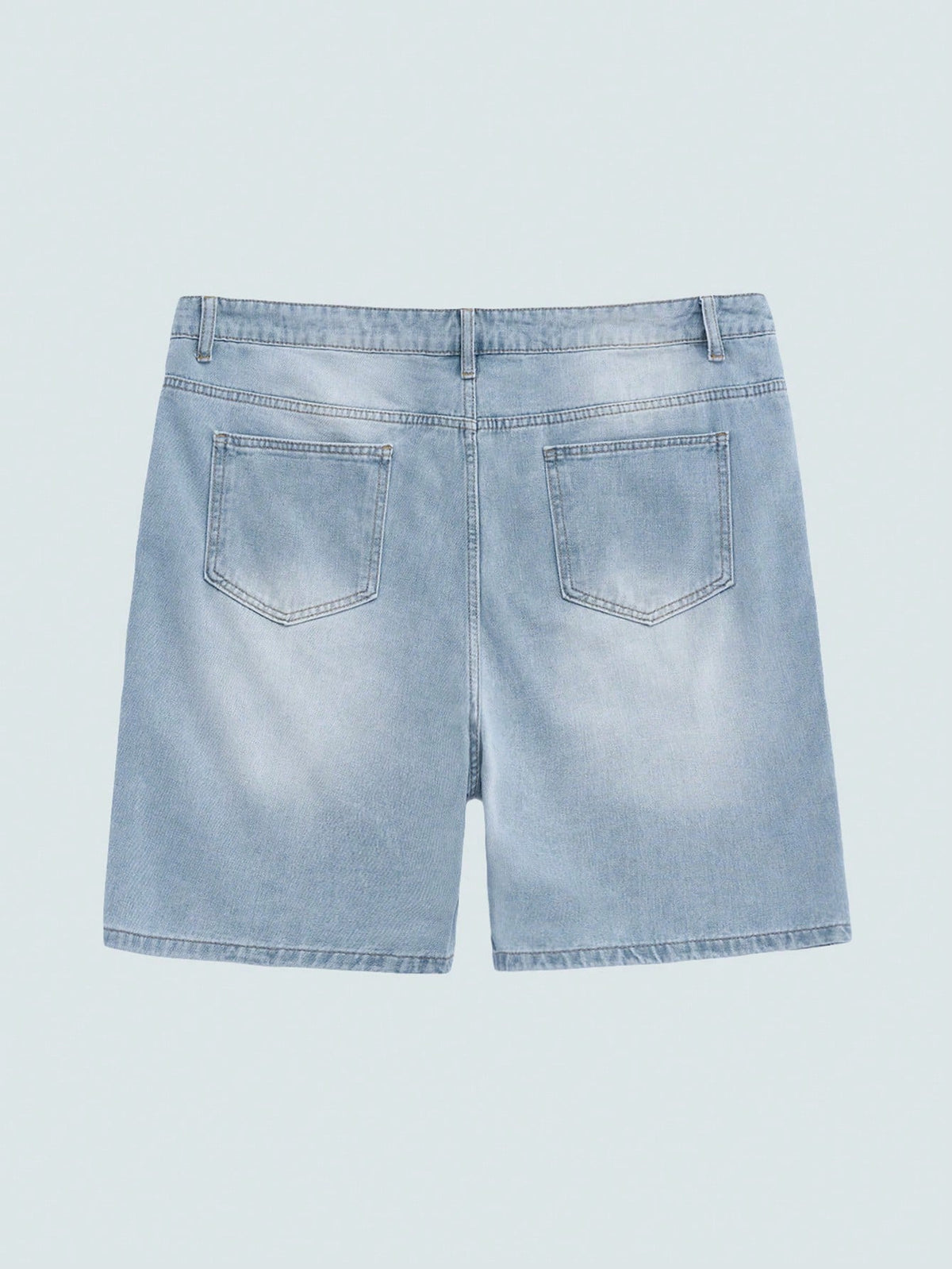 Modcrash Men's Light Wash Solid Loose Fit Plus Size Denim Shorts, Basic, Drawstring, Pocket, Summer, Lightweight, Breathable, Cool, Casual, Comfortable Gift For Father/ Husband