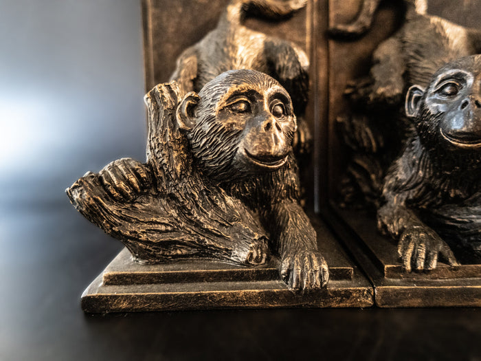 Monkey Bookends Bronze Tone Bookends
