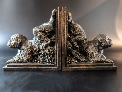 Monkey Bookends Bronze Tone Bookends