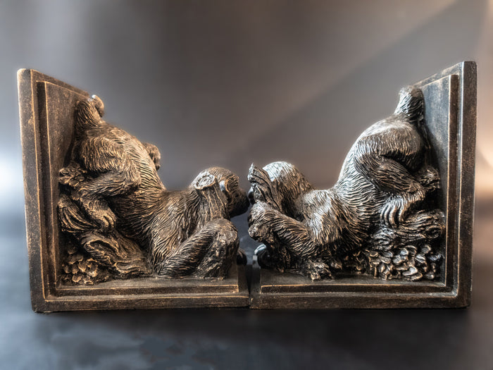 Monkey Bookends Bronze Tone Bookends