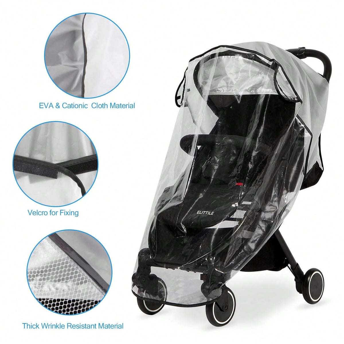 Oaoleer 1PC Clear Stroller Rain Cover, Universal Travel Weather Shield Breathable Baby Stroller Rain Cover For Windproof, Waterproof, Protect From Sun Dust Snow