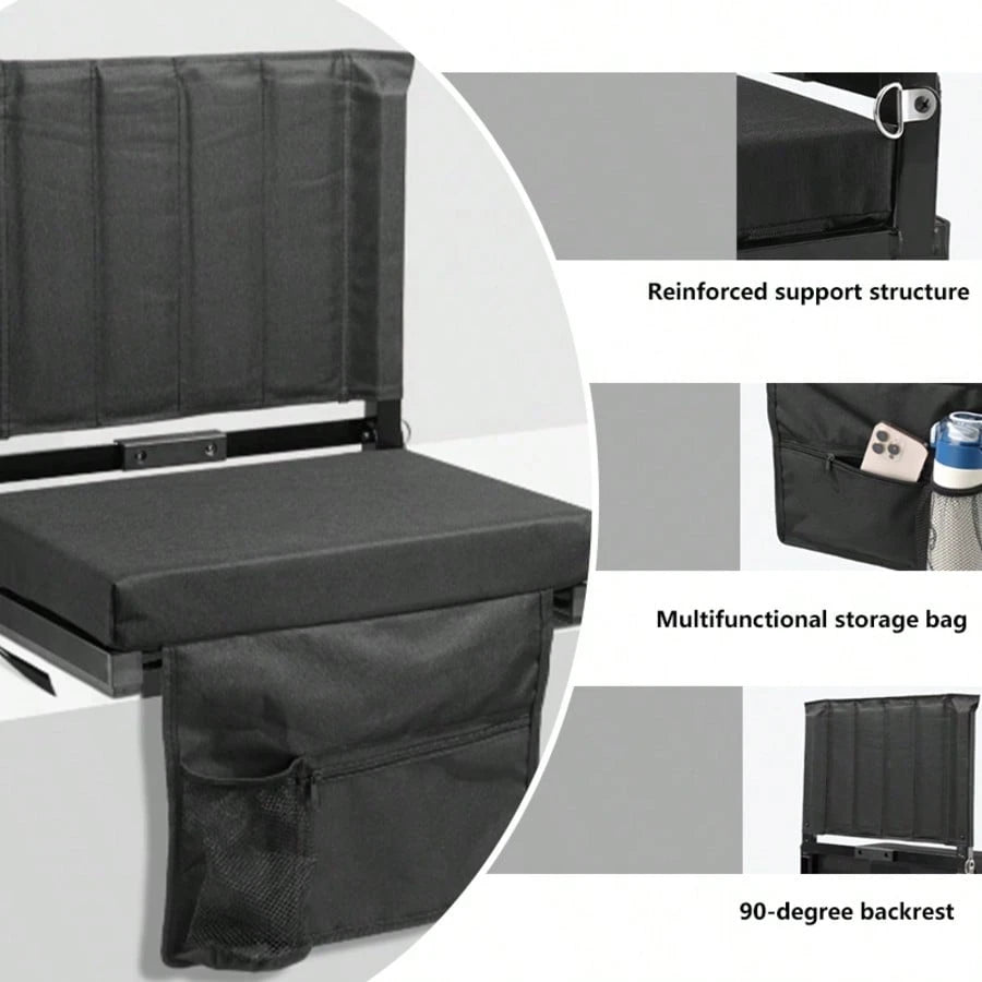 PHOCOENA Stadium Seats With Back Support And Cushion, Thick Padded Bleacher Chair With Shoulder Strap, Portable Folding Seat For Sports Games, Camping And Outdoor Events