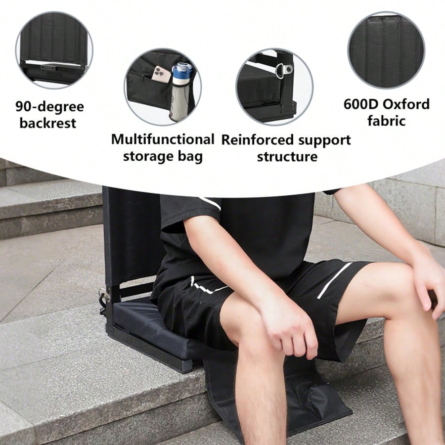 PHOCOENA Stadium Seats With Back Support And Cushion, Thick Padded Bleacher Chair With Shoulder Strap, Portable Folding Seat For Sports Games, Camping And Outdoor Events
