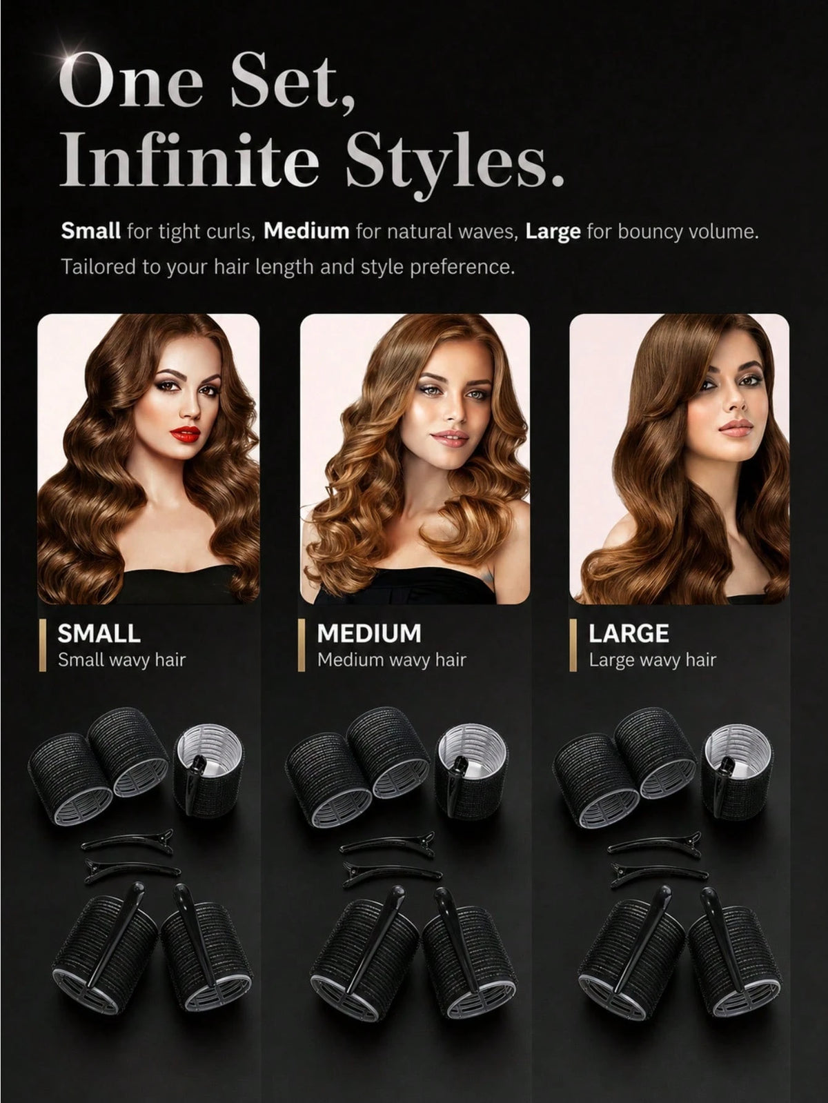Plastic Self-Adhesive Heatless Hair Curler Set, Multi-Size Hair Rollers, DIY Hair Styling Tools, Self-Adhesive Hair Rollers, Home DIY Magic Styling Hair Curler, Women's Beauty Tools