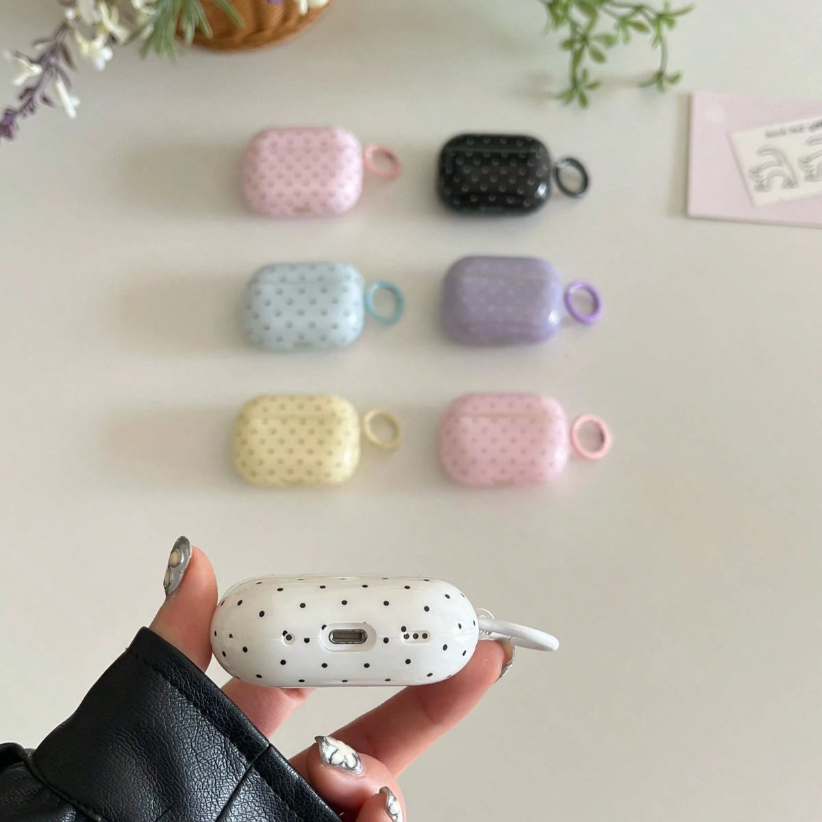 Polka Dot Minimalist Solid Color Small Polka Dot Hanging Ring Earphone Case Compatible With AirPods Pro 3, New Pro 2, Cute Apple 4 Minimalist 3, Personalized 1/2 Earphone Case For Women