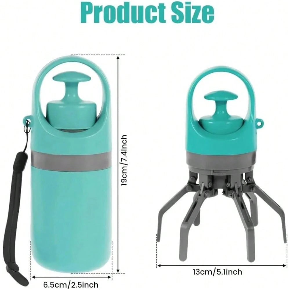 Pooper Scooper For Small Dogs, Portable No‑Touch Waste Picker With Built‑In Bag Dispenser 1 Roll 15PCS Bags, One‑Handed Claw Grabber, Leak‑Resistant Storage For Small & Medium Dogs, Cats & Small Pets