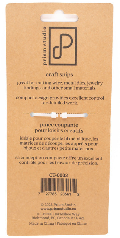 Prism Studio Craft Snips. To separate dies and clean away remaining metal tabs Fine tipped. Available at Embellish Away in Bowmanville Ontario Canada.