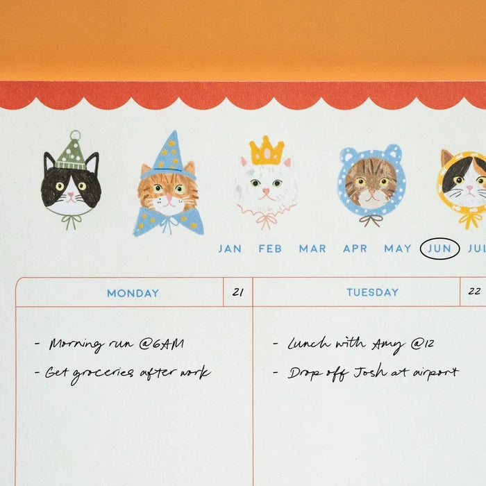 Hey ✿ Sooj Purr Usual Cat Weekly Planner Notepad with cute cat illustrations and weekly layout for organizing schedules.