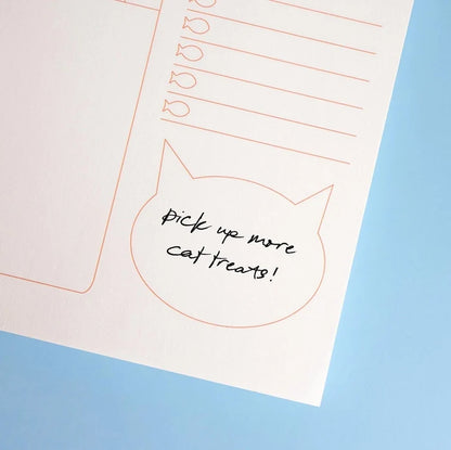 Hey ✿ Sooj Purr Usual Cat Weekly Planner Notepad with cute cat illustrations and weekly layout for organized feline lovers.