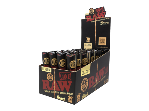 RAW 1 1/4 Black Cones Box