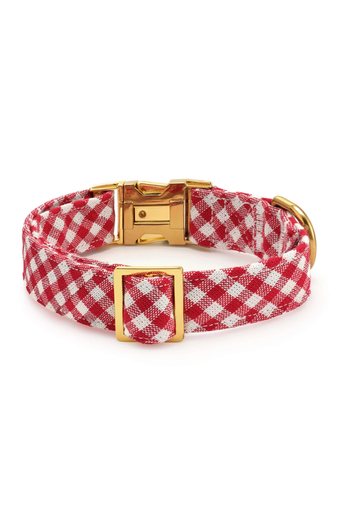 Red Gingham Dog Collar - FINAL SALE