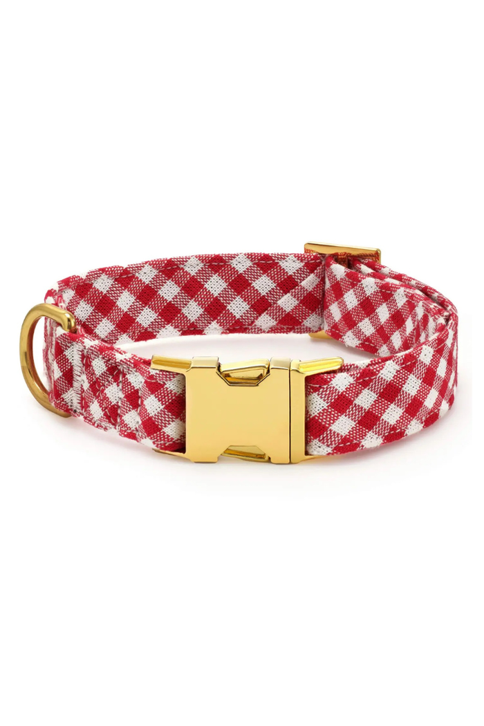 Red Gingham Dog Collar - FINAL SALE