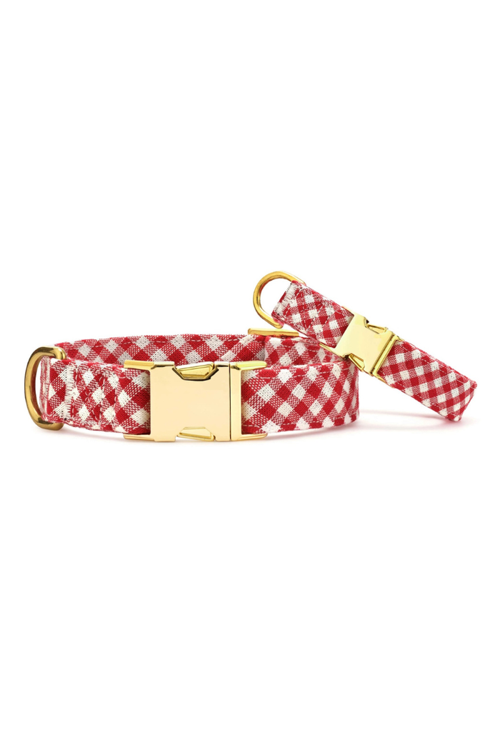 Red Gingham Dog Collar - FINAL SALE