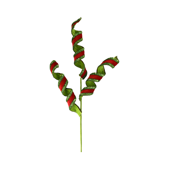 Red & Green Stripe Curly Spray