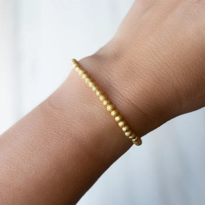 RESTOCK :: Gilded Gold Beaded Bracelets, 4mm, Textured Beads