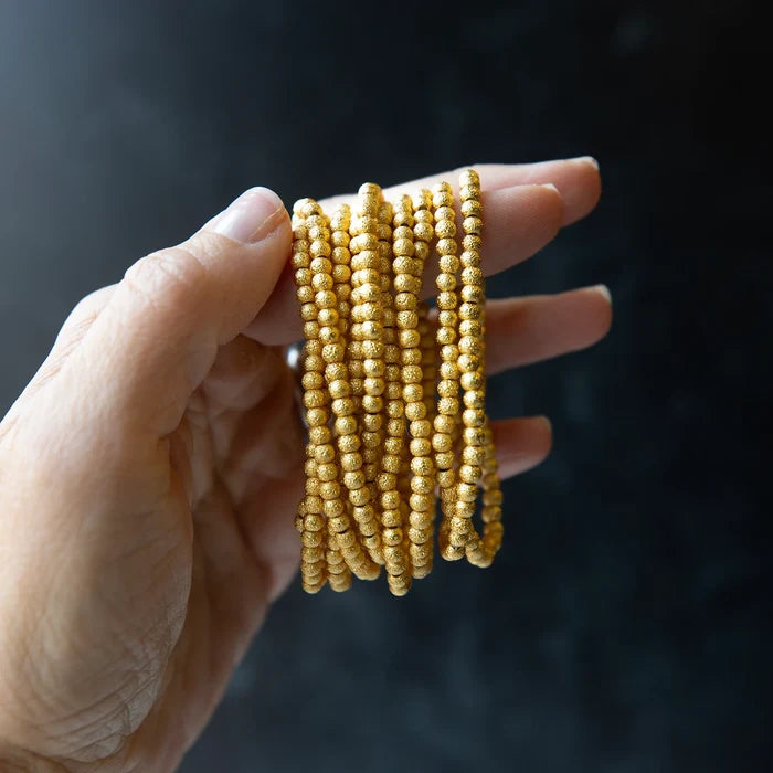 RESTOCK :: Gilded Gold Beaded Bracelets, 4mm, Textured Beads