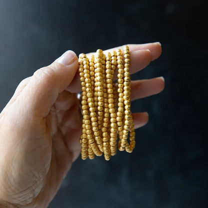 RESTOCK :: Gilded Gold Beaded Bracelets, 4mm, Textured Beads