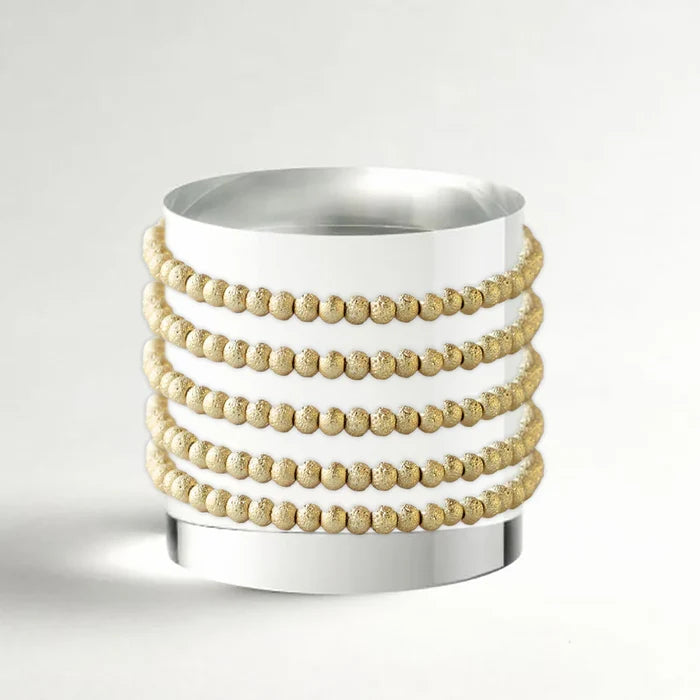 RESTOCK :: Gilded Gold Beaded Bracelets, 4mm, Textured Beads