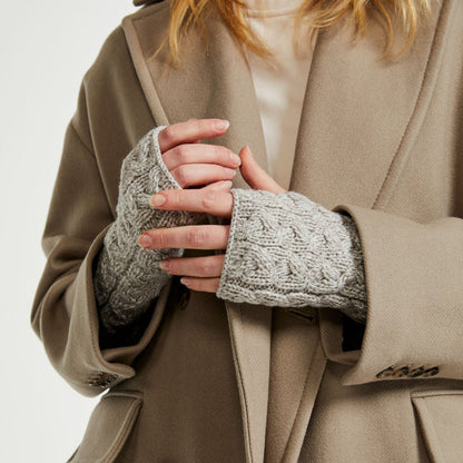 Rosmore Aran Fingerless Oat Mittens