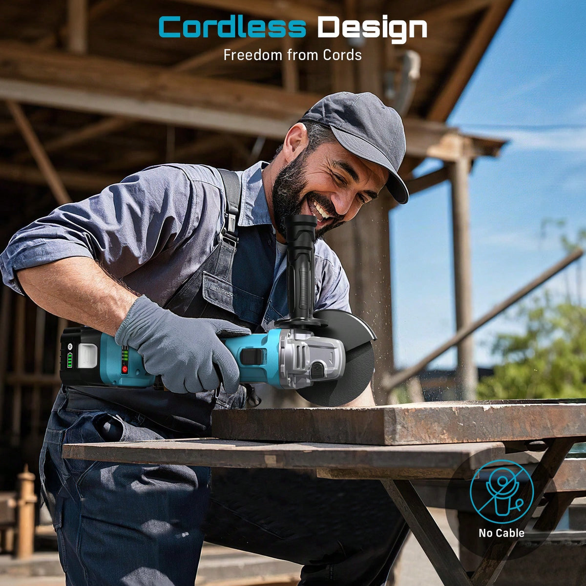 SEESII Cordless Angle Grinder Kit With 2x4.0Ah Batteries, 10000RPM Brushless Electric Metal Grinder W/ 4-1/ 2" Grinding Wheel, Flap Wheel, And Wool Carving Wheel For Precision Grinding