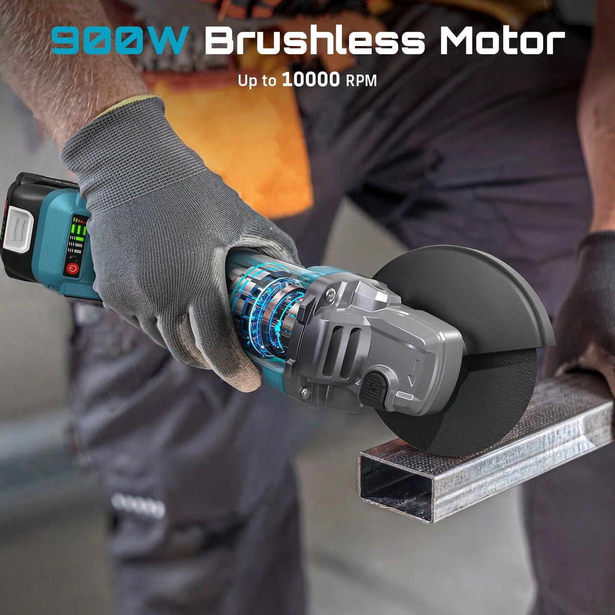 SEESII Cordless Angle Grinder Kit With 2x4.0Ah Batteries, 10000RPM Brushless Electric Metal Grinder W/ 4-1/ 2" Grinding Wheel, Flap Wheel, And Wool Carving Wheel For Precision Grinding