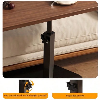 Side Table Sofa Tray For Couch, 360° Rotatable Sofa Armrest Side Tray Table, Adjustable Legs Space-Saving Couch Bedside TV Tray Snack Table For Eating