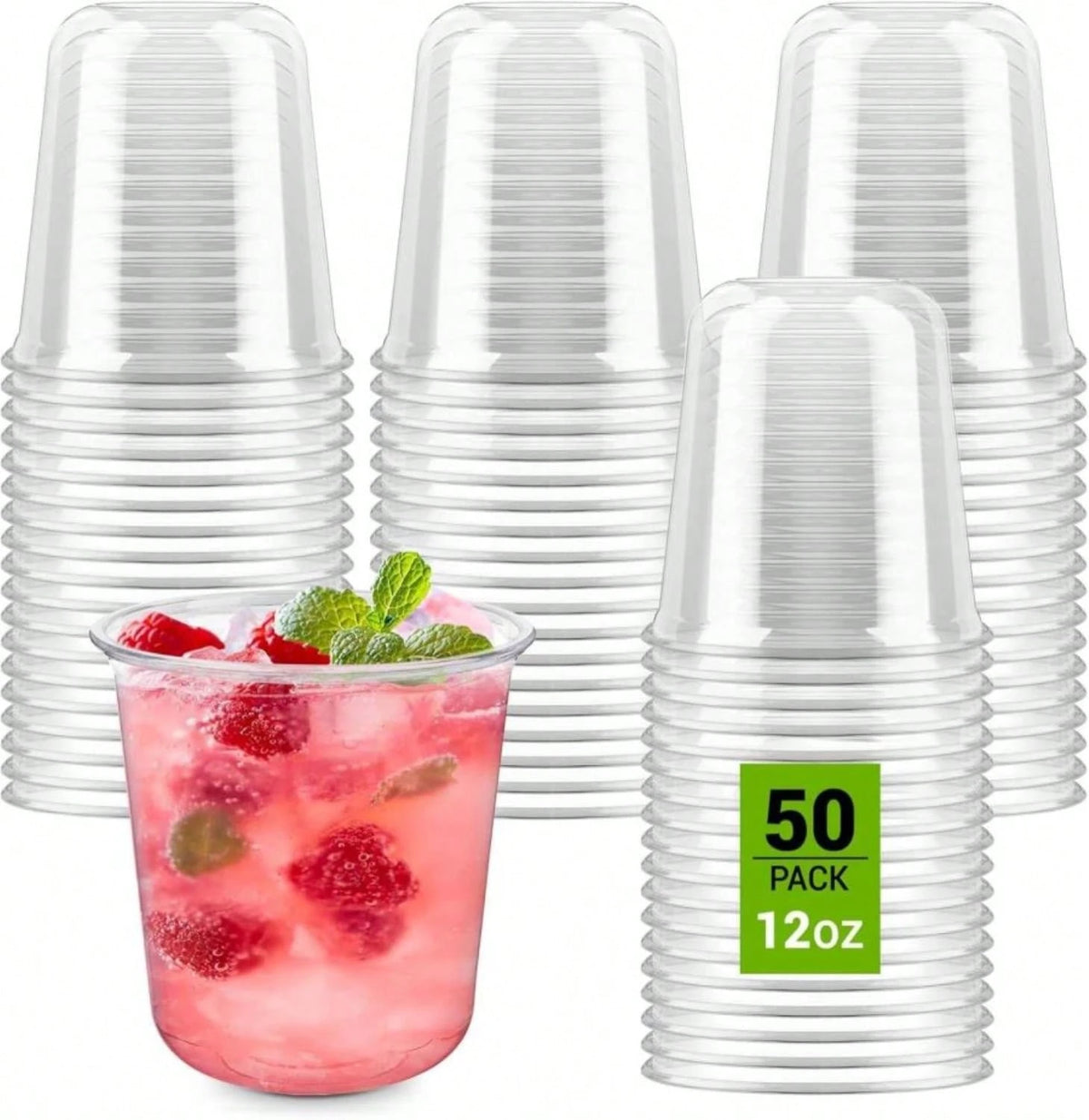 Soelomu 12 Oz Disposable Stemless Wine Glasses, 50 Pcs Crystal Plastic Cocktail Cups Clear Classic Cold Drinking Party Glasses For Wedding Gathering Birthday Meeting (Clear)