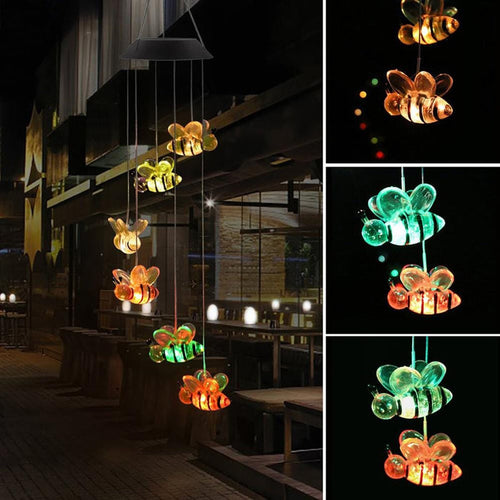 Gadget Gerbil Solar Powered LED Bee Wind Chimes