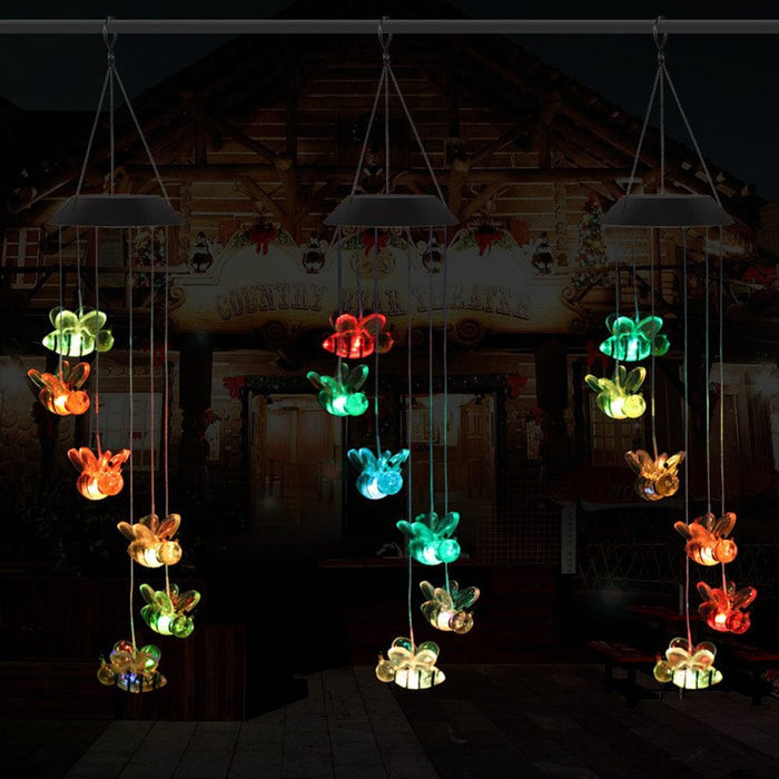 Gadget Gerbil Solar Powered LED Bee Wind Chimes
